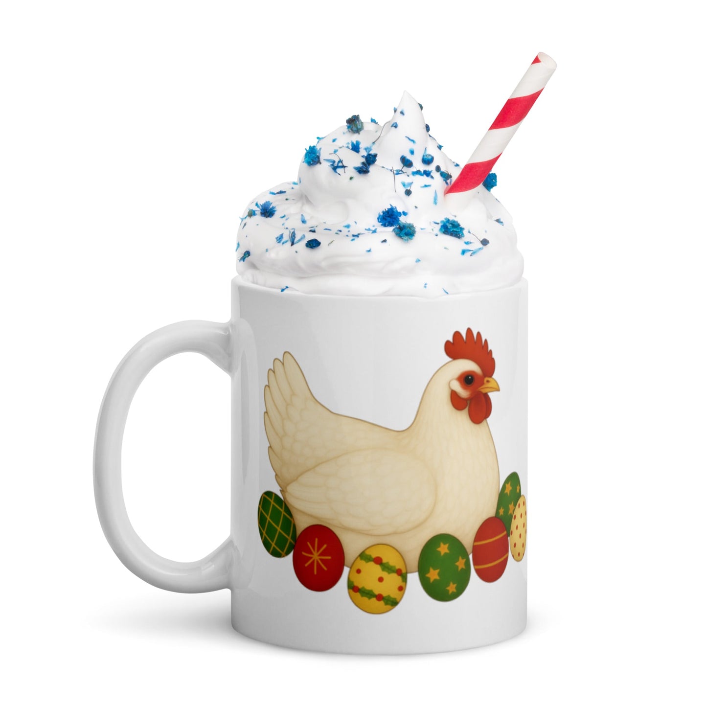 Merry Chickmas look at the mug White glossy mug