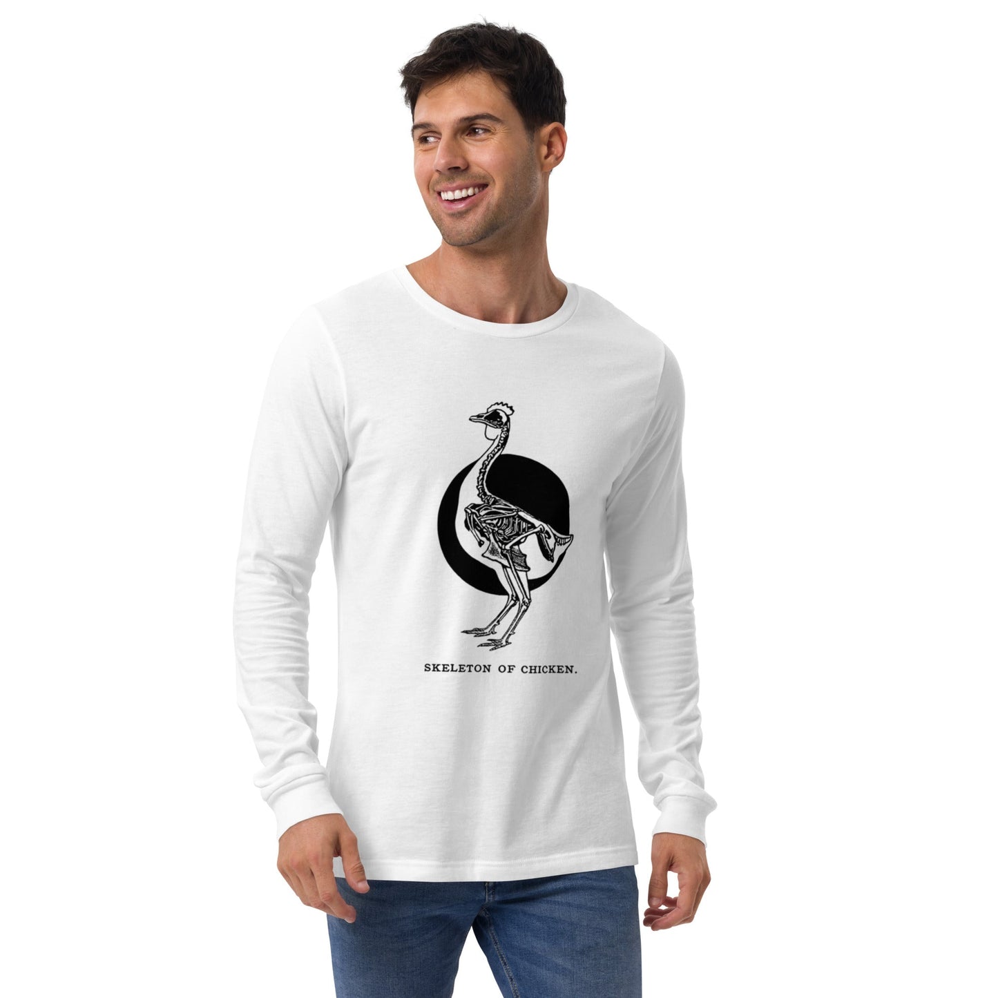 Retro Chicken Skeleton Unisex Long Sleeve Tee
