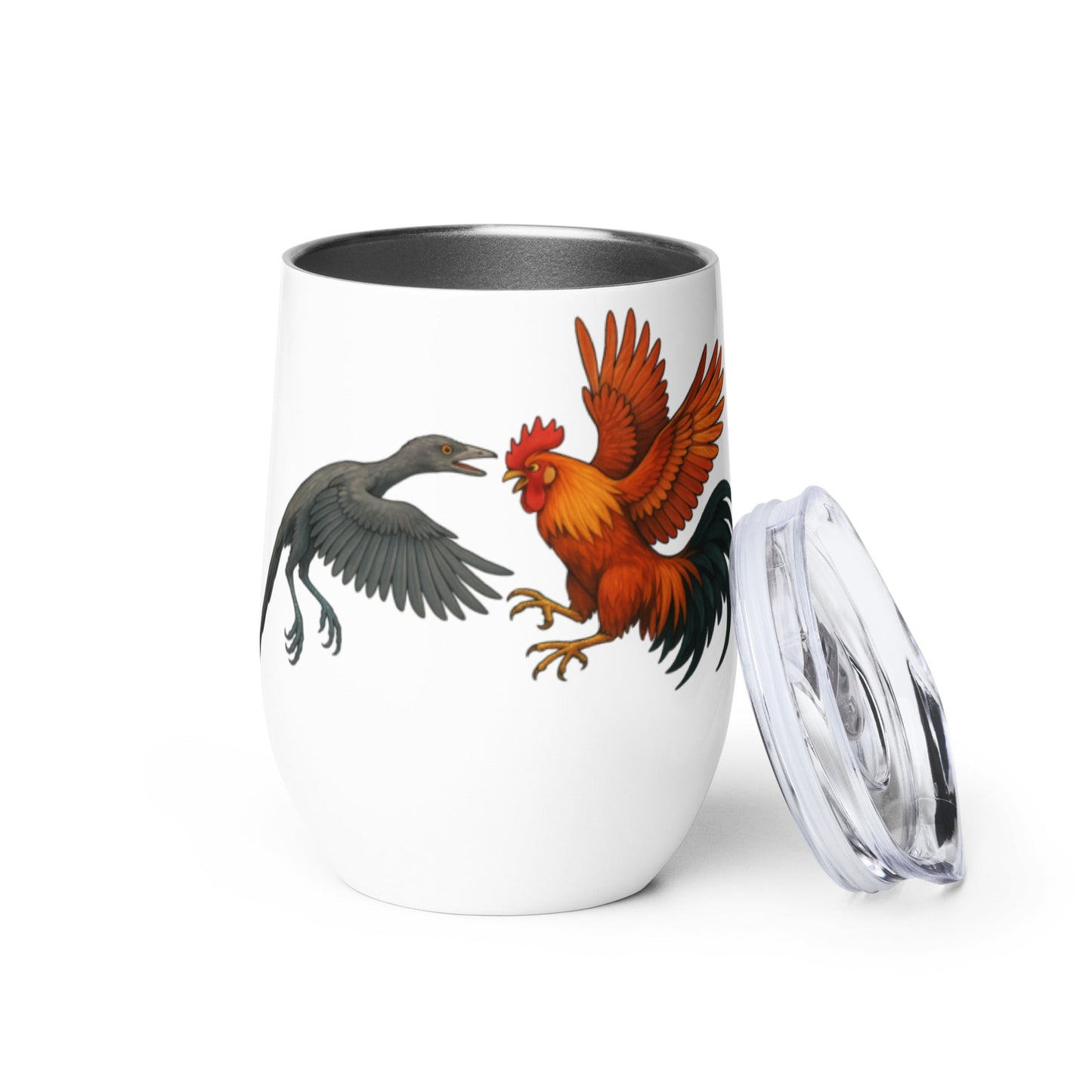 Chickasaurous Battle Wine tumbler