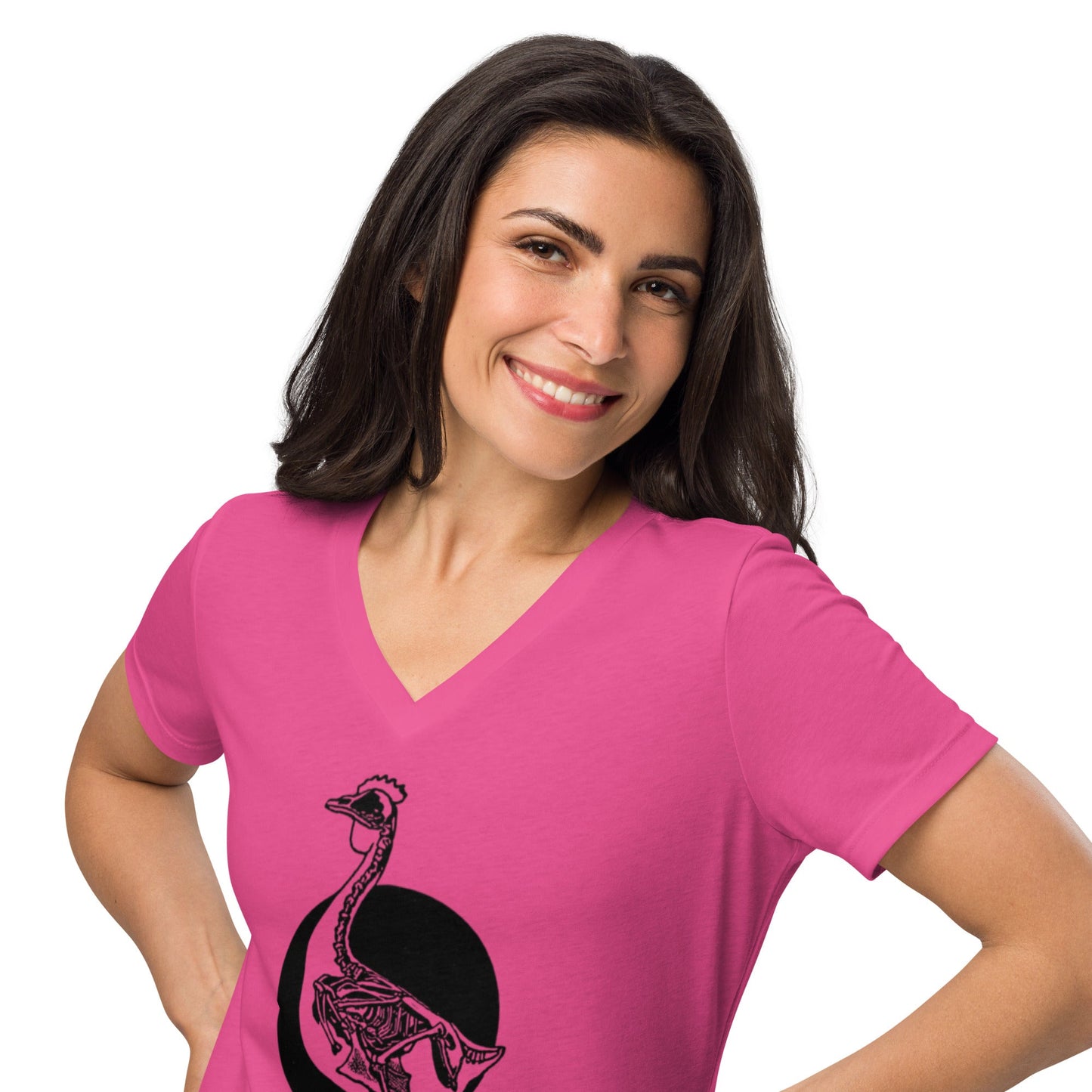 Retro Chicken Skelton Women’s relaxed v-neck t-shirt