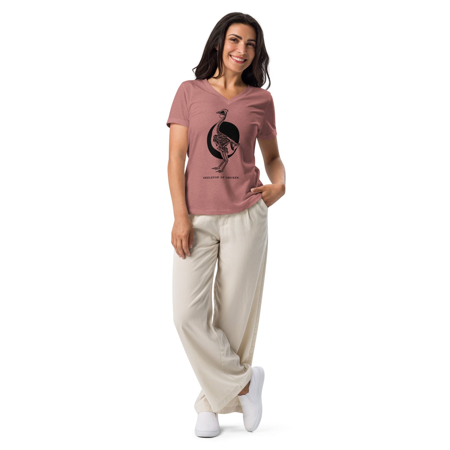 Retro Chicken Skelton Women’s relaxed v-neck t-shirt