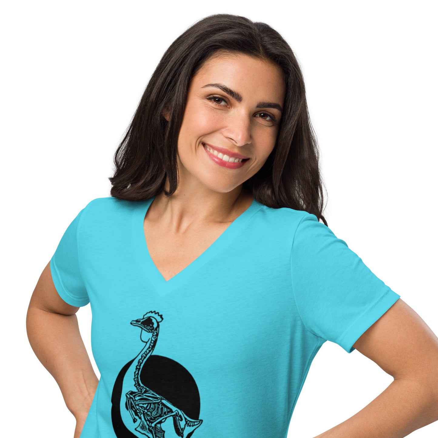 Retro Chicken Skelton Women’s relaxed v-neck t-shirt