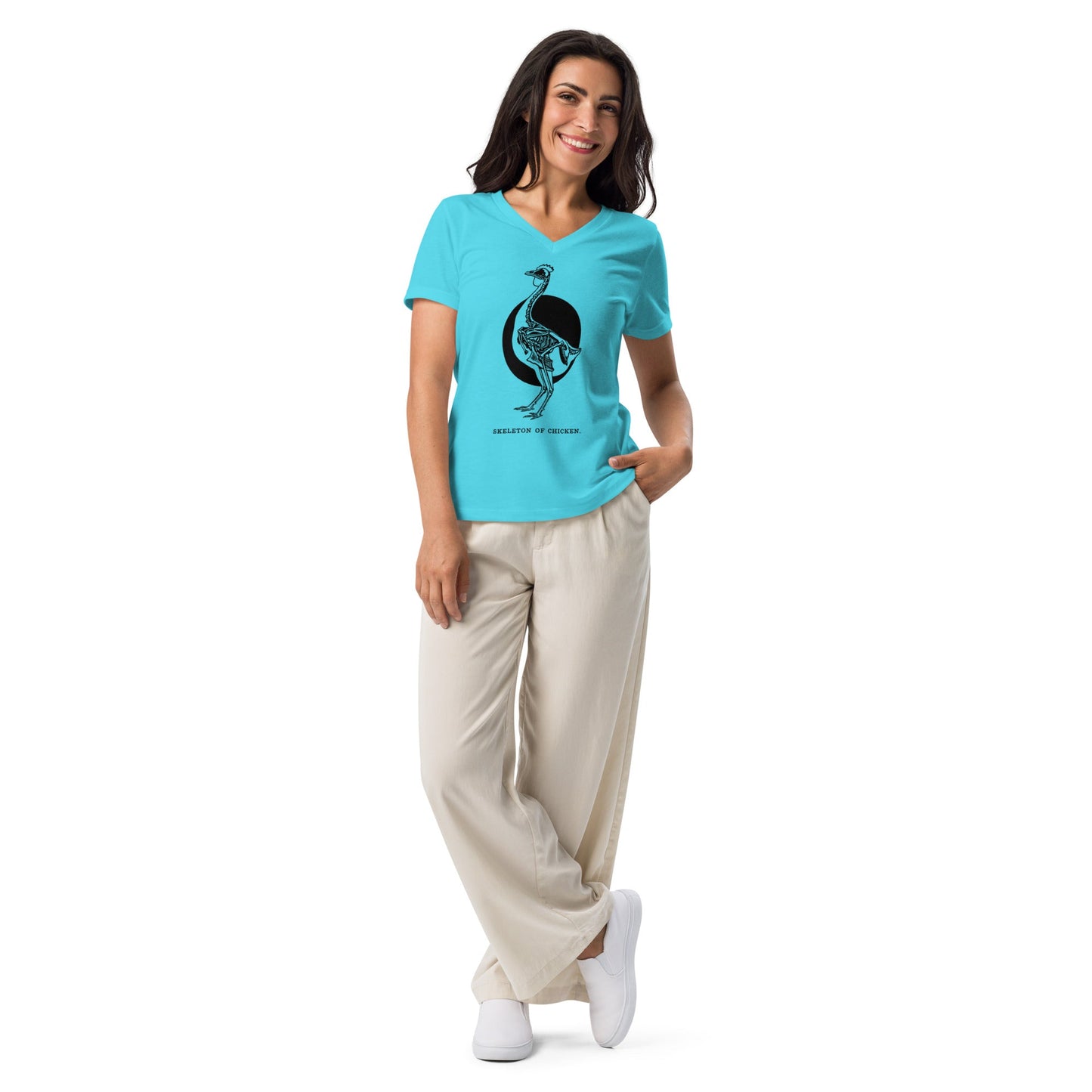 Retro Chicken Skelton Women’s relaxed v-neck t-shirt