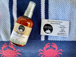 From the June Glamping Box - "Bug Off" natural bug repellent spray from 1000 Islands Soap Company. Works great and smells good.