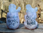 Load image into Gallery viewer, From the May Glamping Box, these impact resistant plastic wine tumblers are durable enough to be taken on the go, but glamorous enough to stay home (or at the cottage)!  Available in pink or clear, with the sayings &quot;One of a Kind&quot; or &quot;Adventure Awaits&quot;, we say ... get both!
