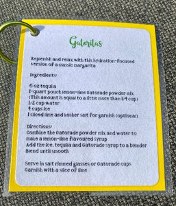 The August Glamping Box recipe card for Gatoritas, a fresh take on a classic margarita perfect for the cottage or campsite.