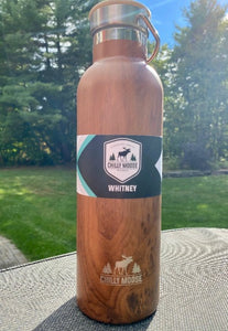 Here is the Whitney water bottle from Chilly Moose with a faux wood finish.  Keeps your cold drinks cold and warm drinks warm while looking good.  Designed in Canada.